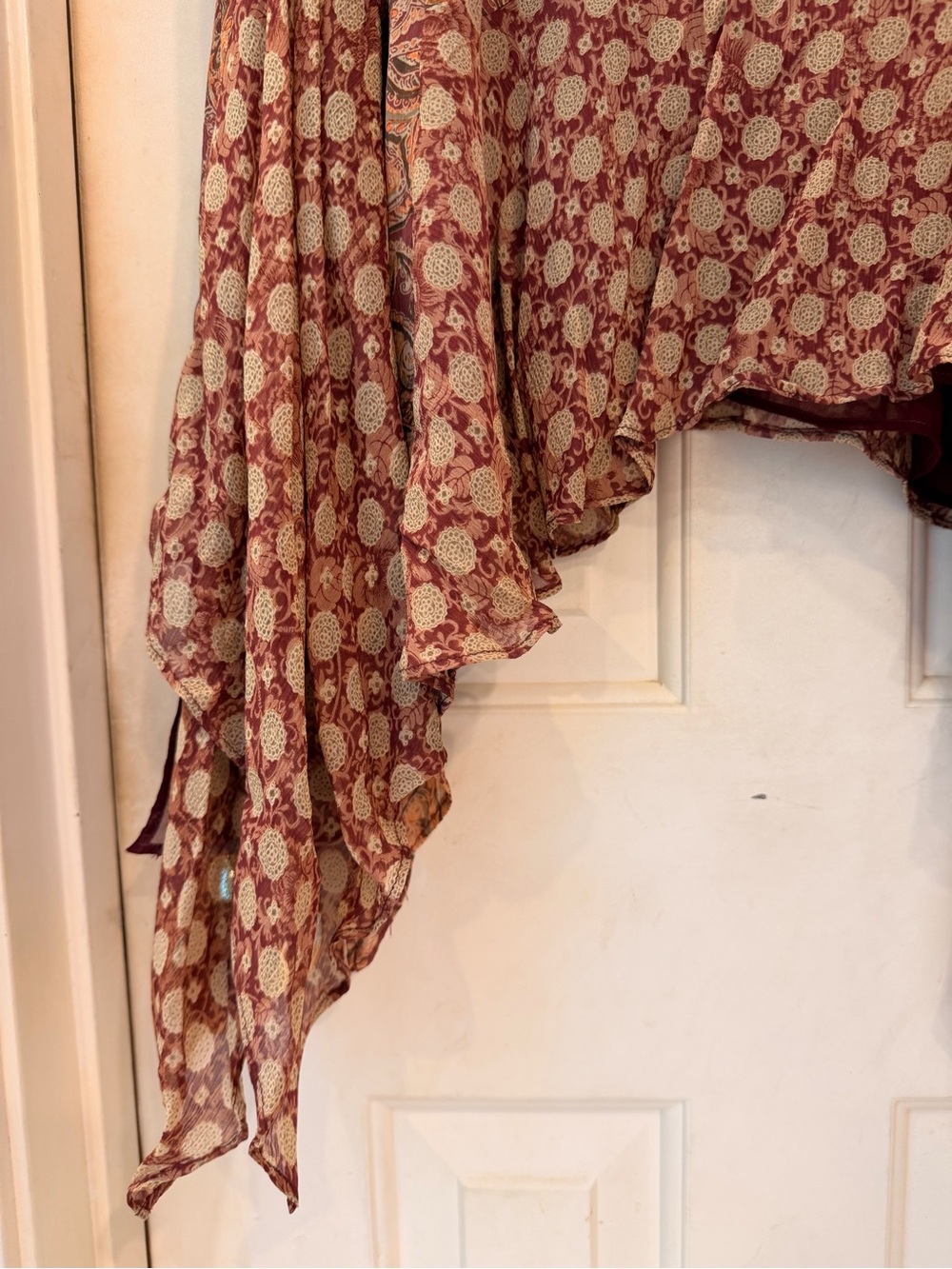 Sundance Paisley Handkerchief Hem Skirt in Rust & Peach, Silk, Lightweight, Sz 6 - Picture 4 of 14